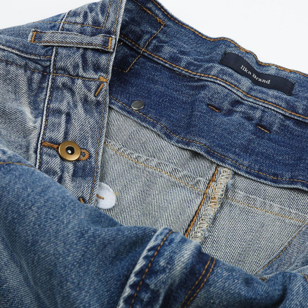 11KN Retro Straight Loose Seven-point Jeans