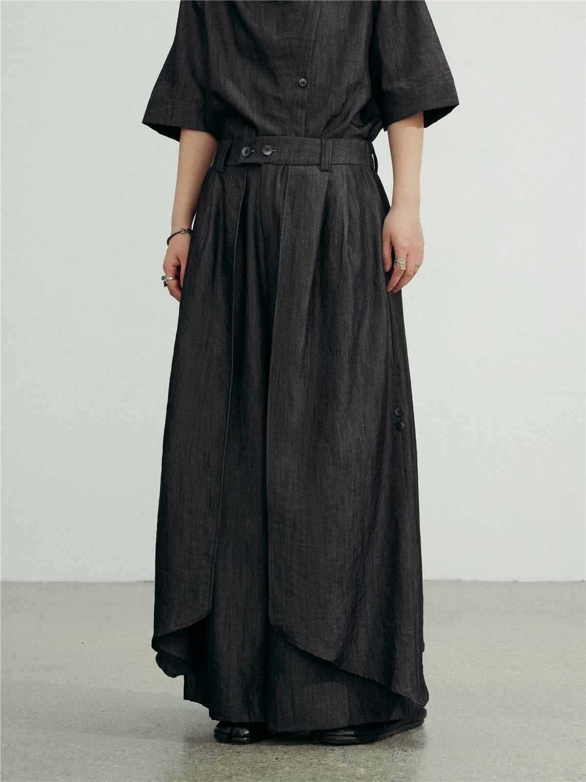 SUNYVONNE Niche Drapey Irregular Casual Pants and Skirts