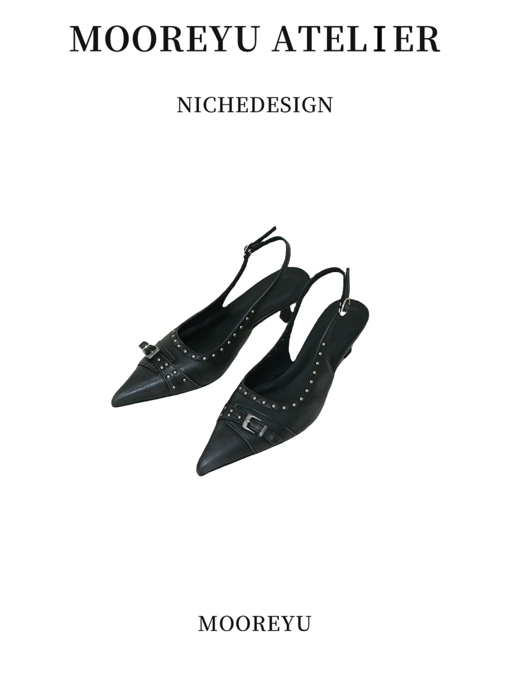 Mooreyu Belt Buckle Bag Head Cool Slippers High Heel