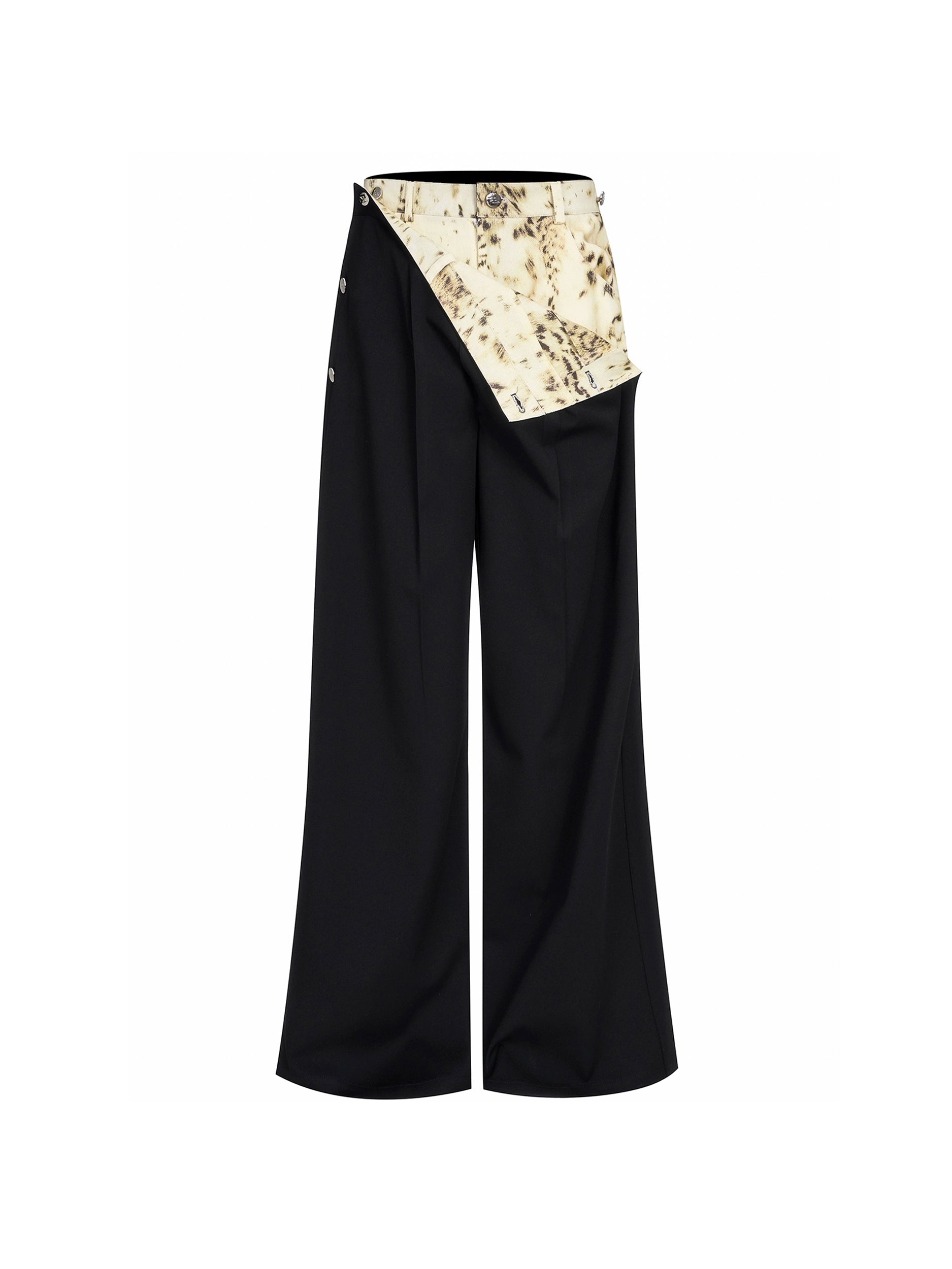 STARTEXCEEDEND Fake Two-piece Leopard Print Stitched Trousers