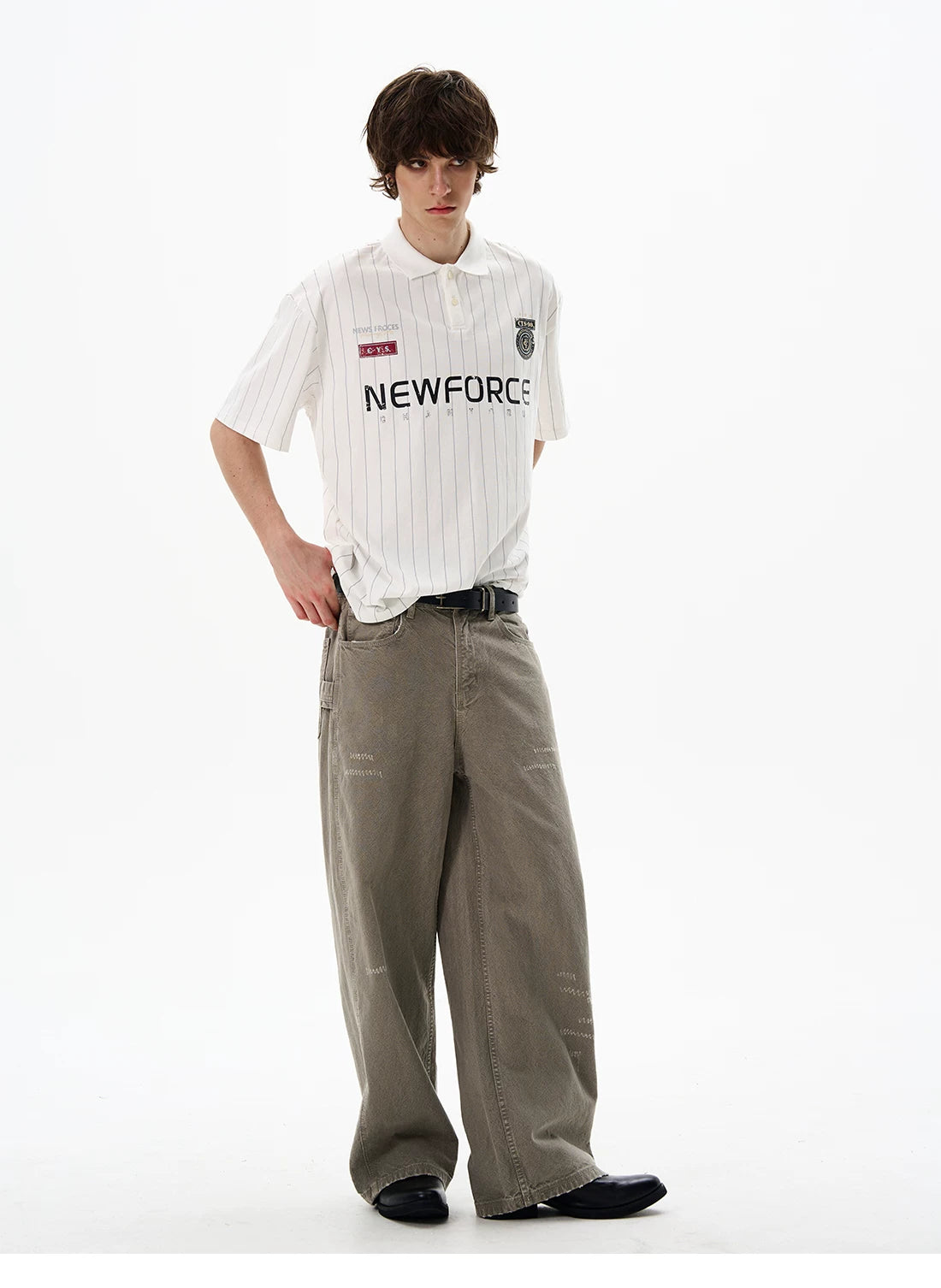 WLNEXT Retro Ruffian Handsome High-end Polo Shirt Tee