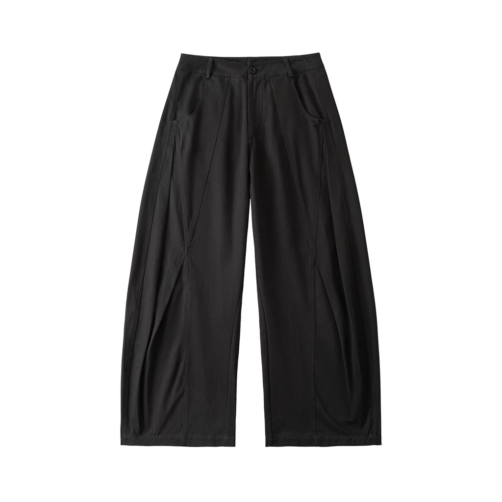 LR Vertical Pleated Abrasive Cotton Casual Pants