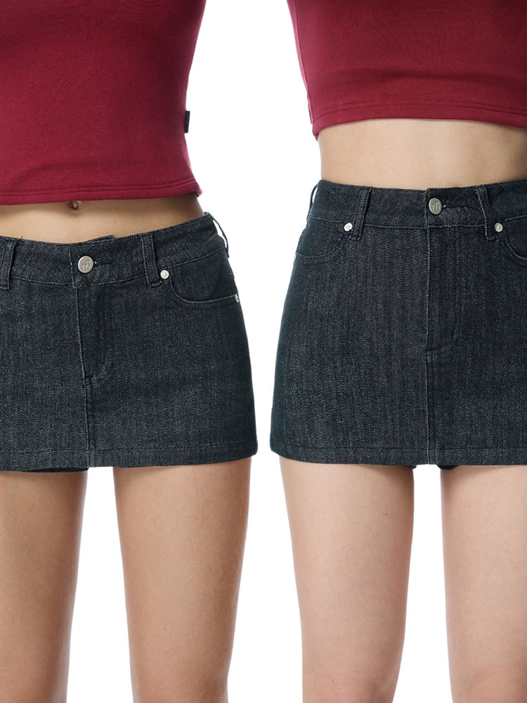 ABMY High and Low Waist Sexy Hip-wrapped Denim Skirt Pants