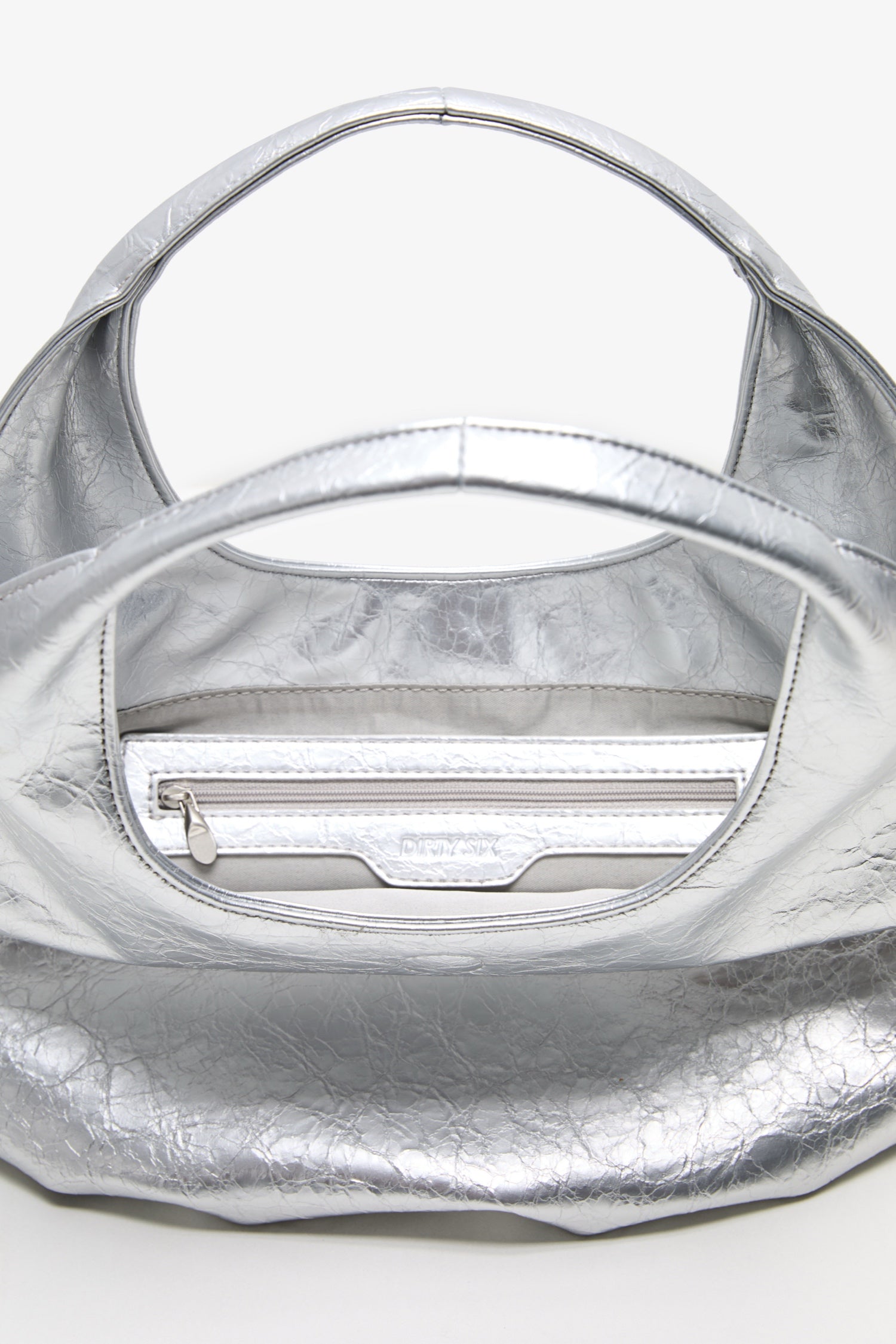 DirtySix Fuka bento bag soft pleated shiny leather shoulder underarm bag.