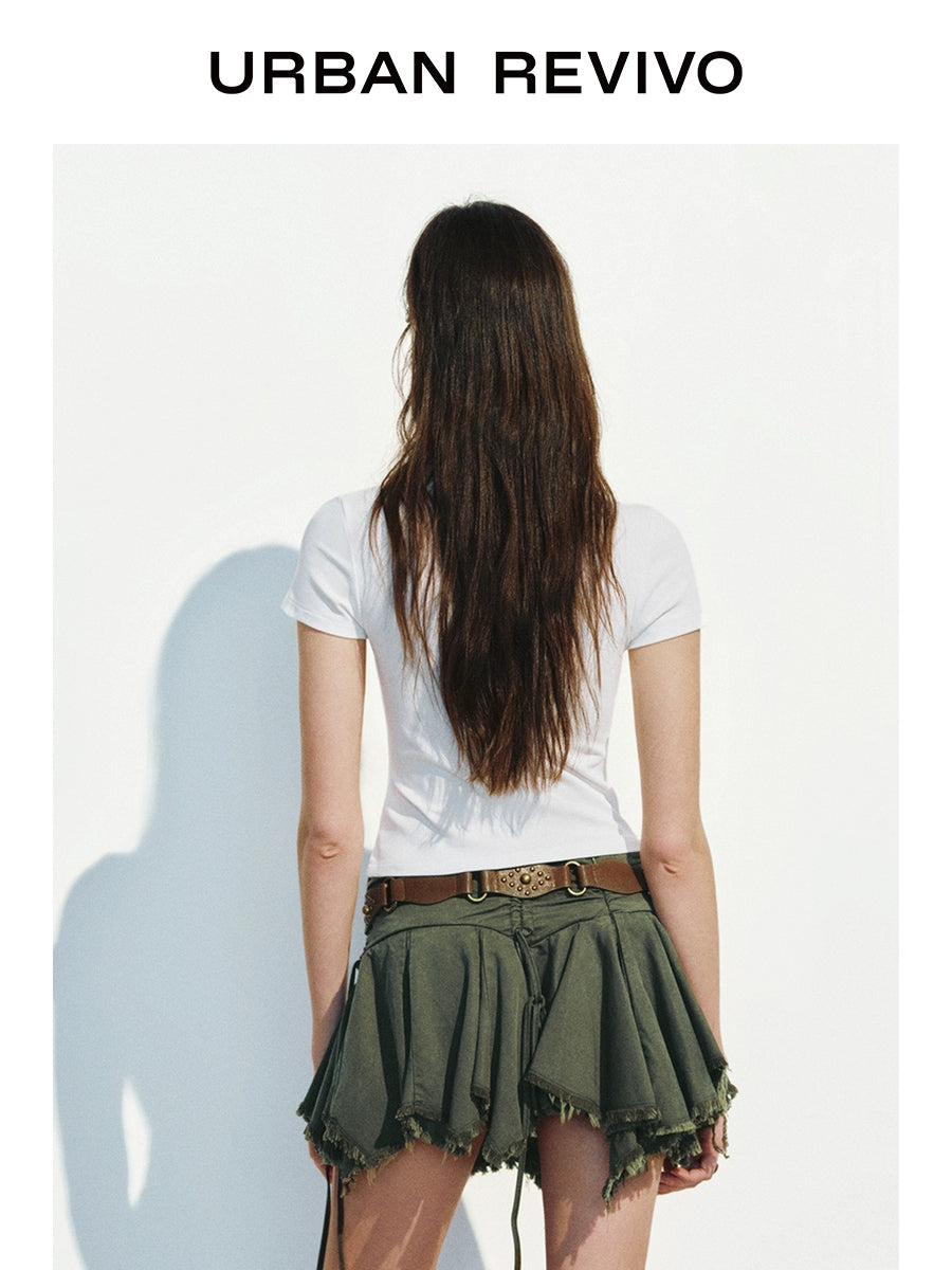 URBAN REVIVO Luli Fun Casual Print Short Slim Tee