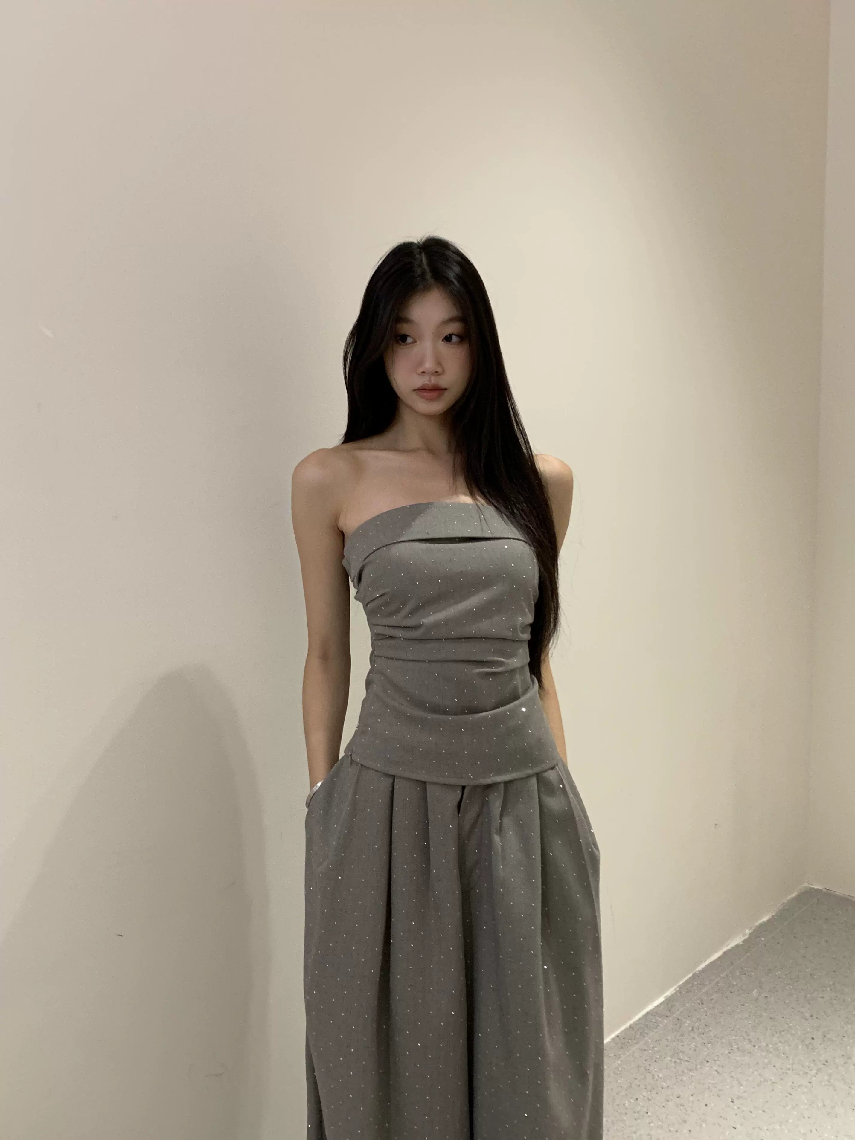 WITHMIN Slim Loose Drape Straight Casual Pants