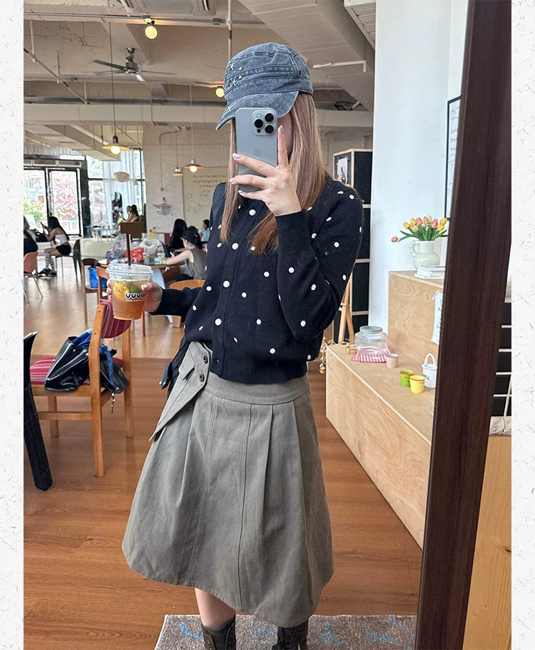 CCYE Front Shoulder Polka Dot Short Sweater Cardigan