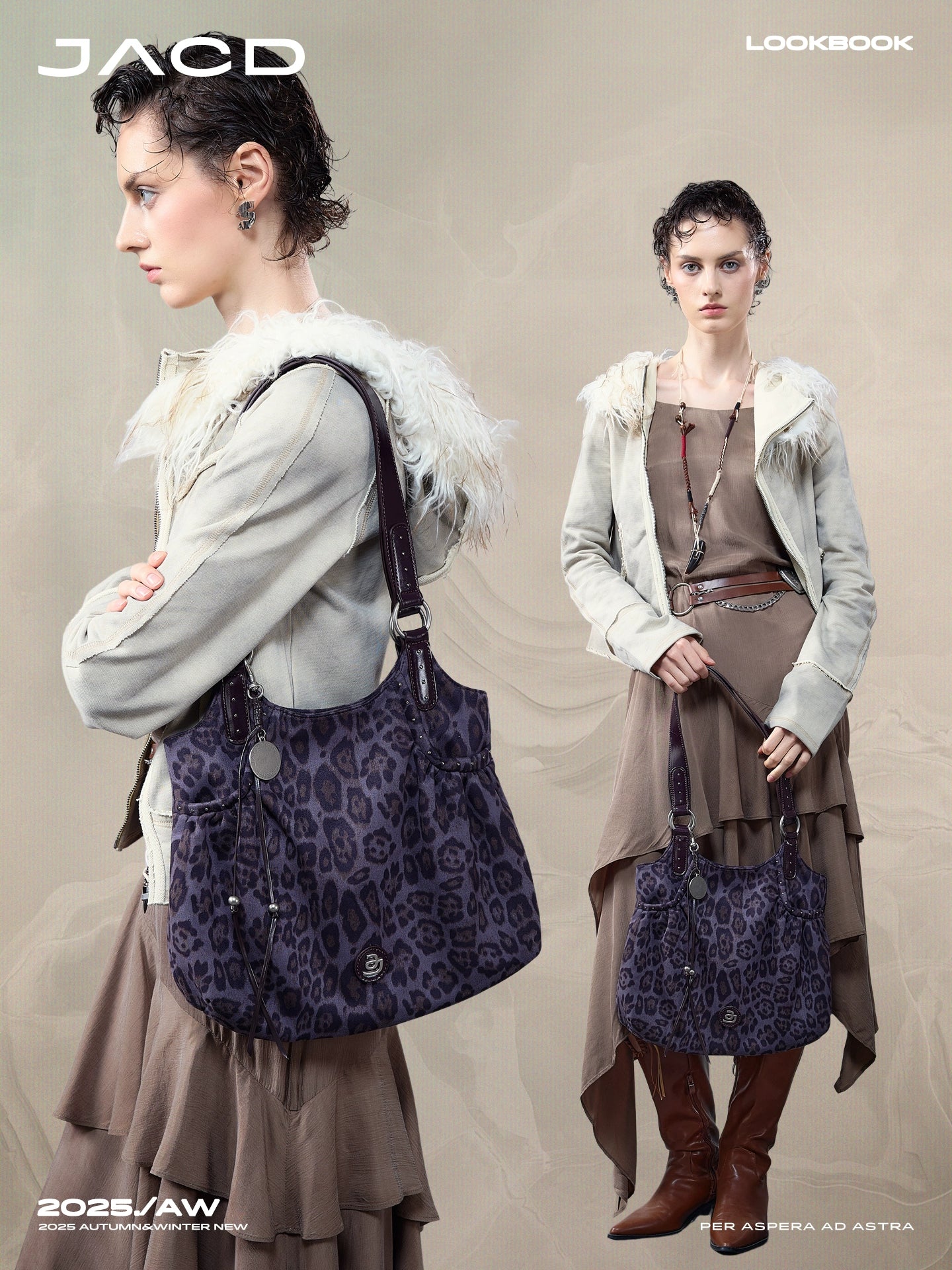 JACD Purple Leopard Print Tote Bag