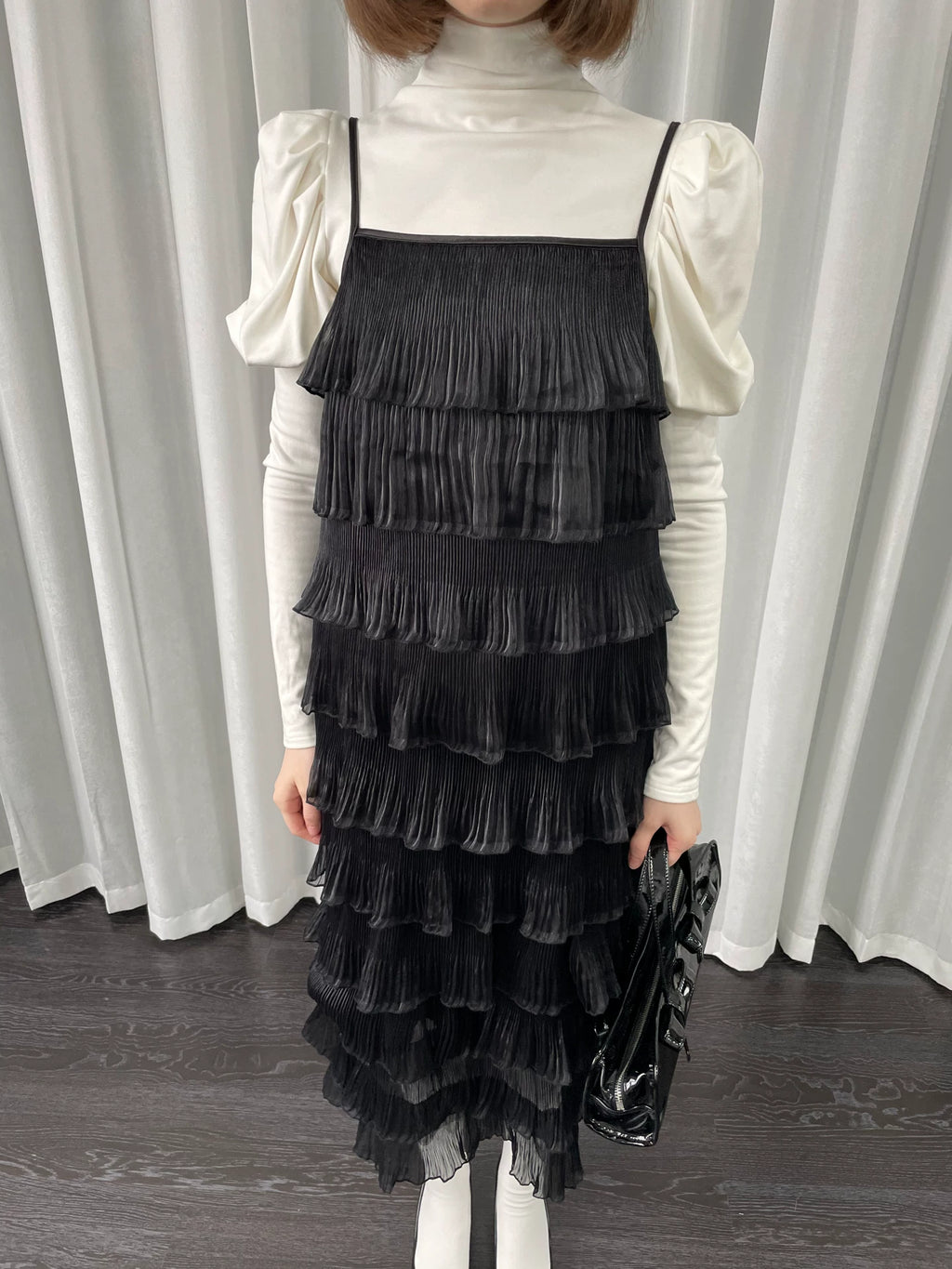 Loosesmell Multi-layer Pleated Suspender Dress