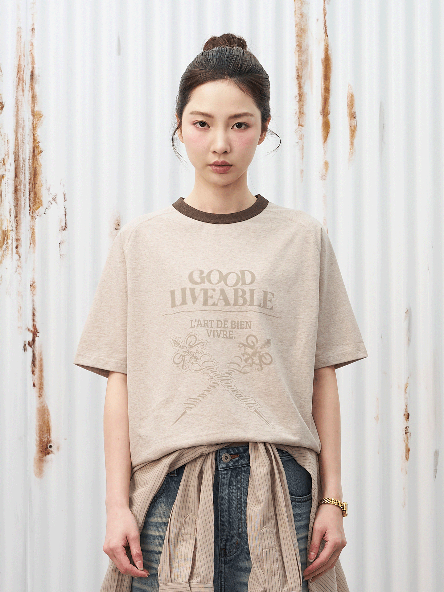 GOODLIVABLE Cool Shoulder Micro Loose Tee