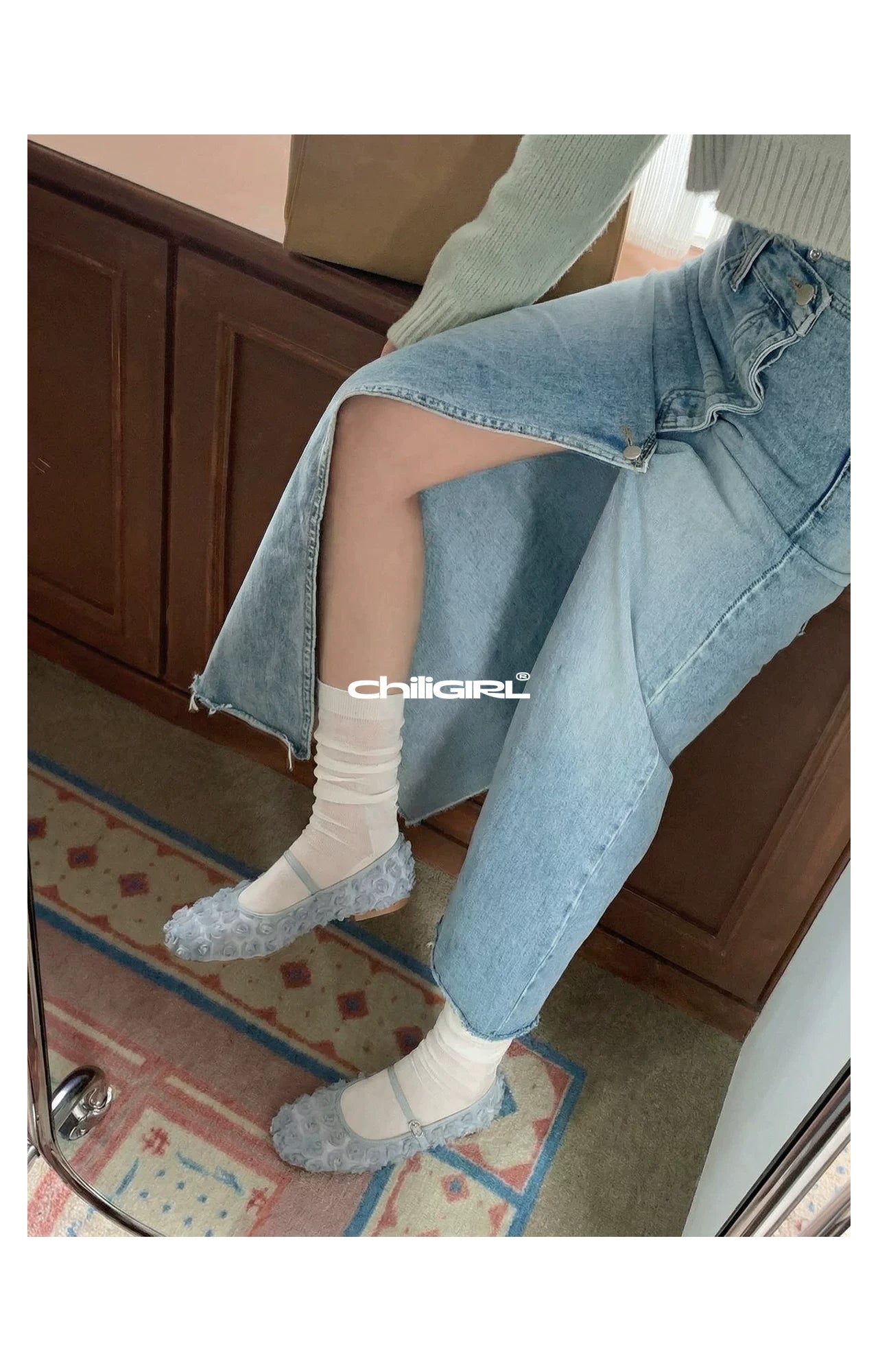 CHILIGIRL One-word Buckle Strap Flat-soled Shoes
