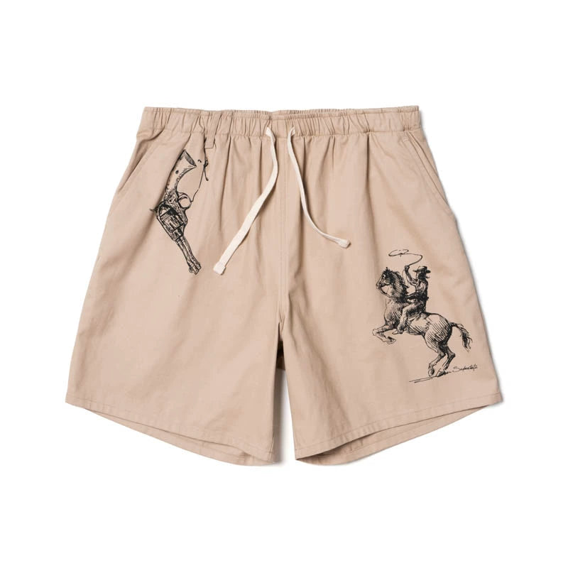 SUPERTOFU Hand-painted Pattern Arrangement Loose Casual Drawstring Shorts