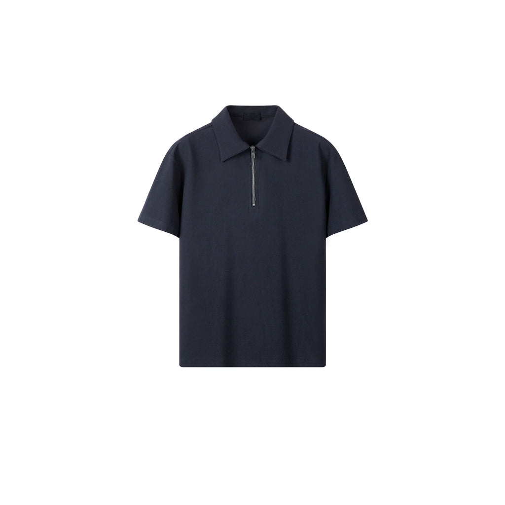 PLUS NO LOGO Half Zipper Polo Short Sleeve Shirt
