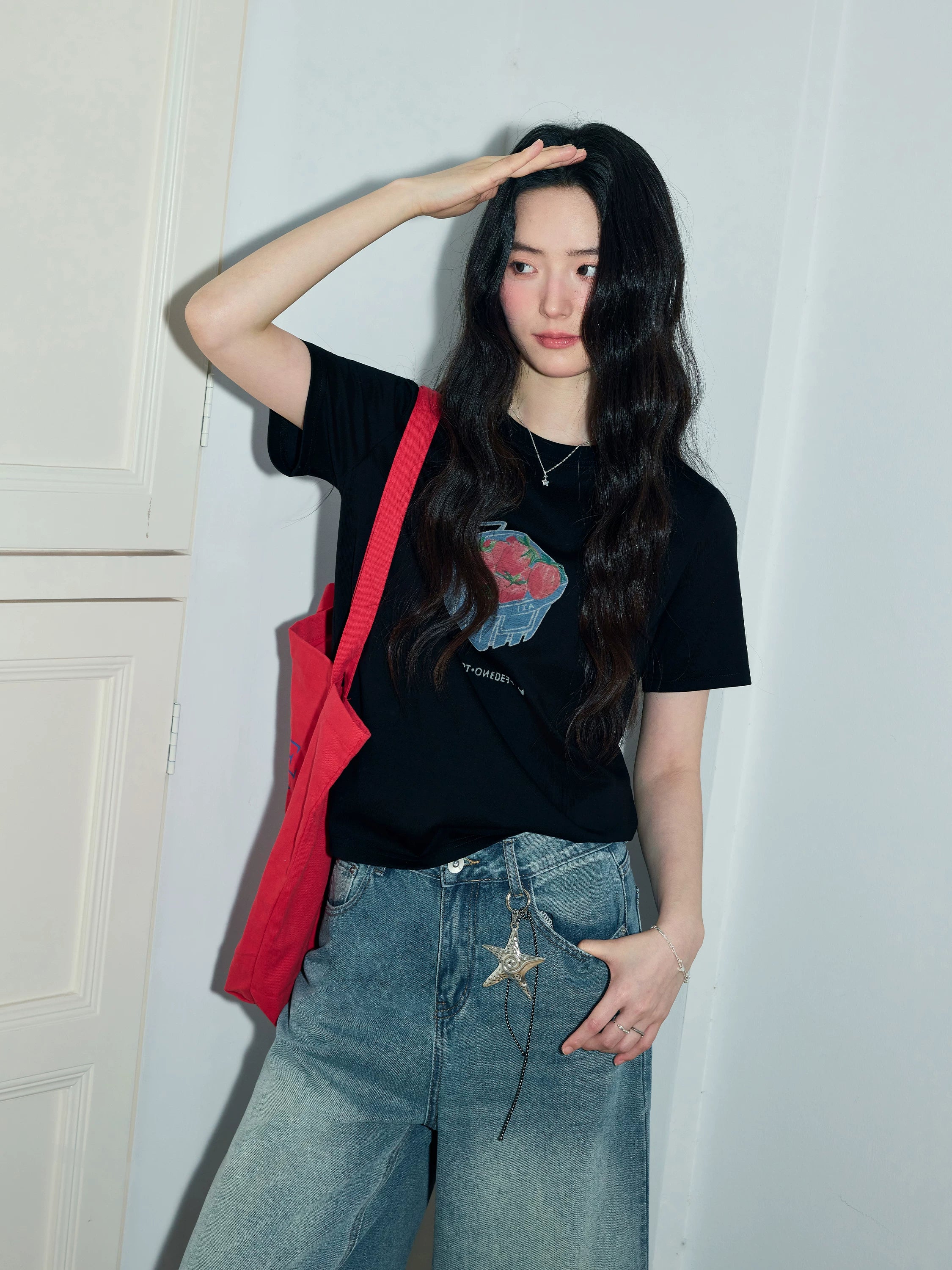 XUJING Front Shoulder Loose and Thin Tee
