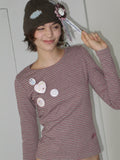 InsGale Vintage Stripe Embroidered Long Sleeve Home Suit