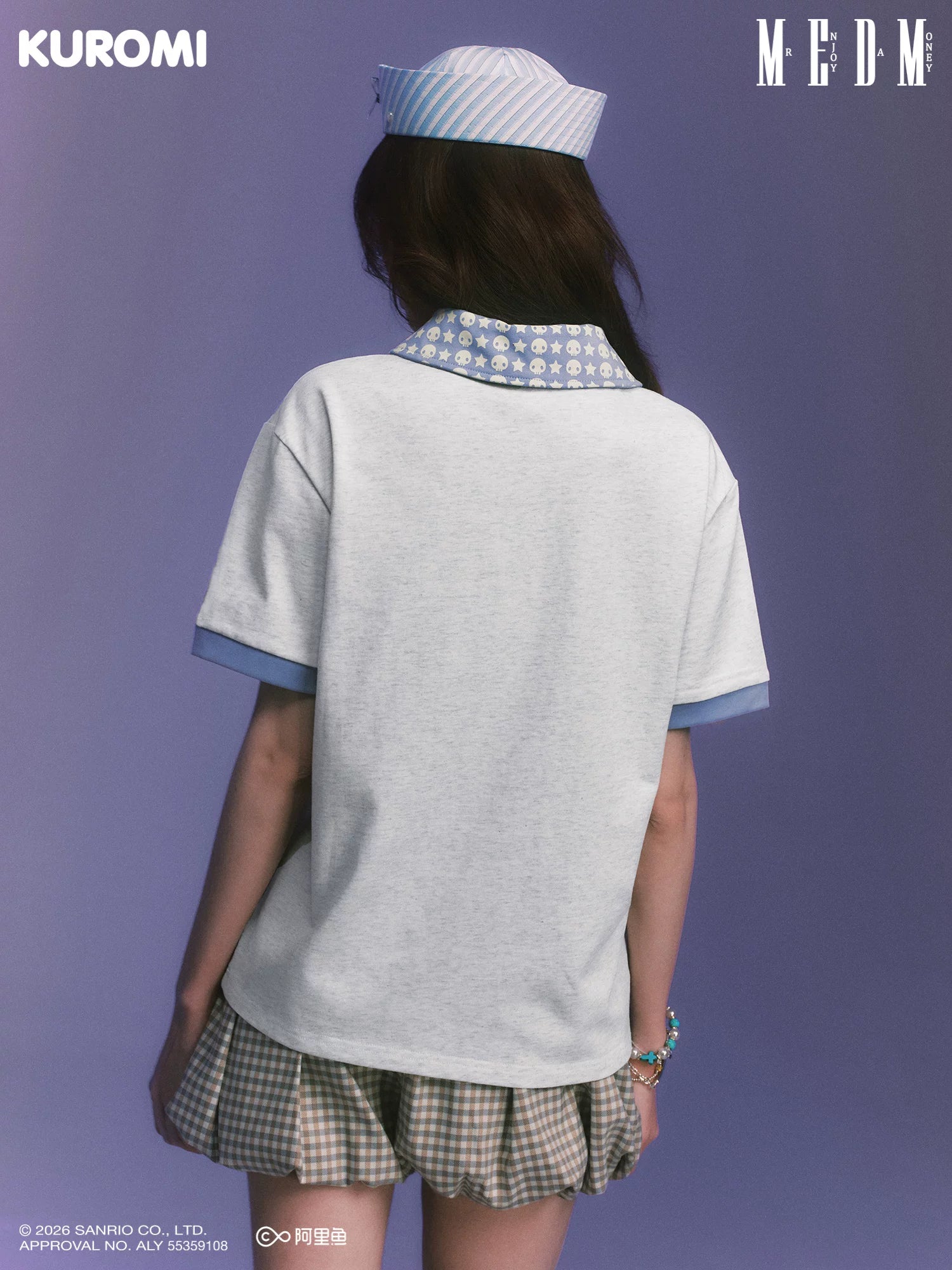 MEDM Contrasting Color Collar Edge Casual Polo Shirt Tee