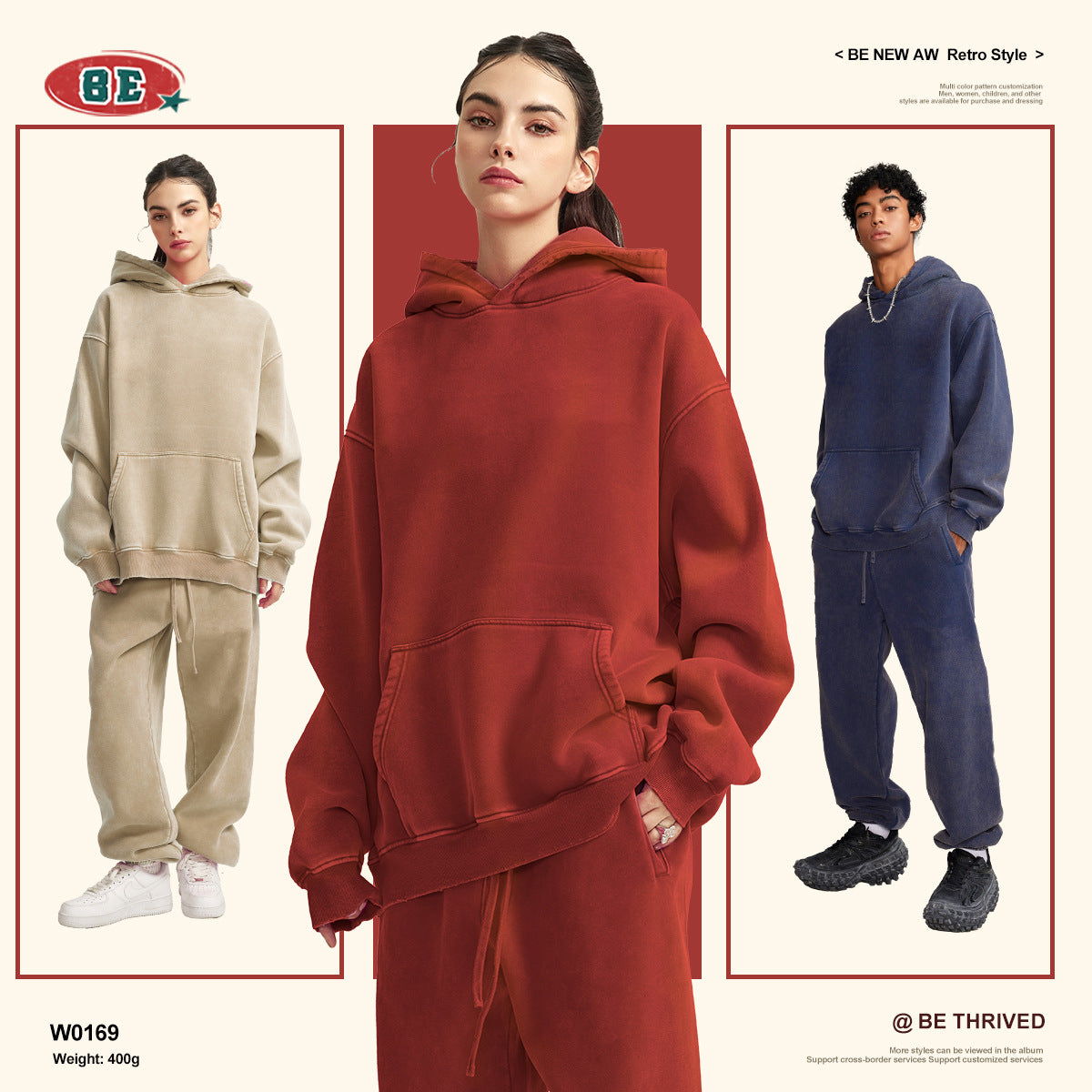 BE Men's Vintage Fleece Hooded Sweater