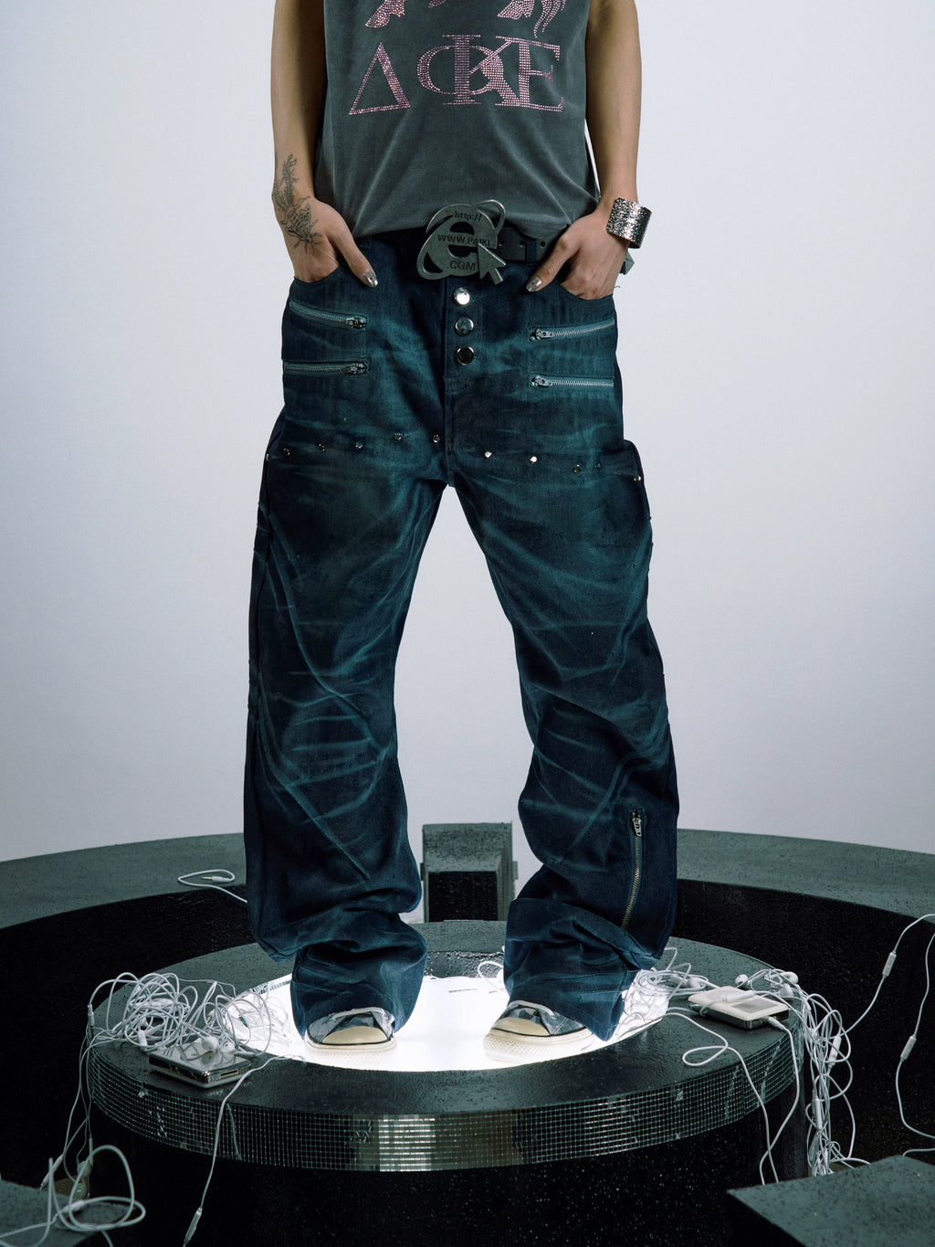 PAIKI Zipper Personality Niche Versatile Jeans