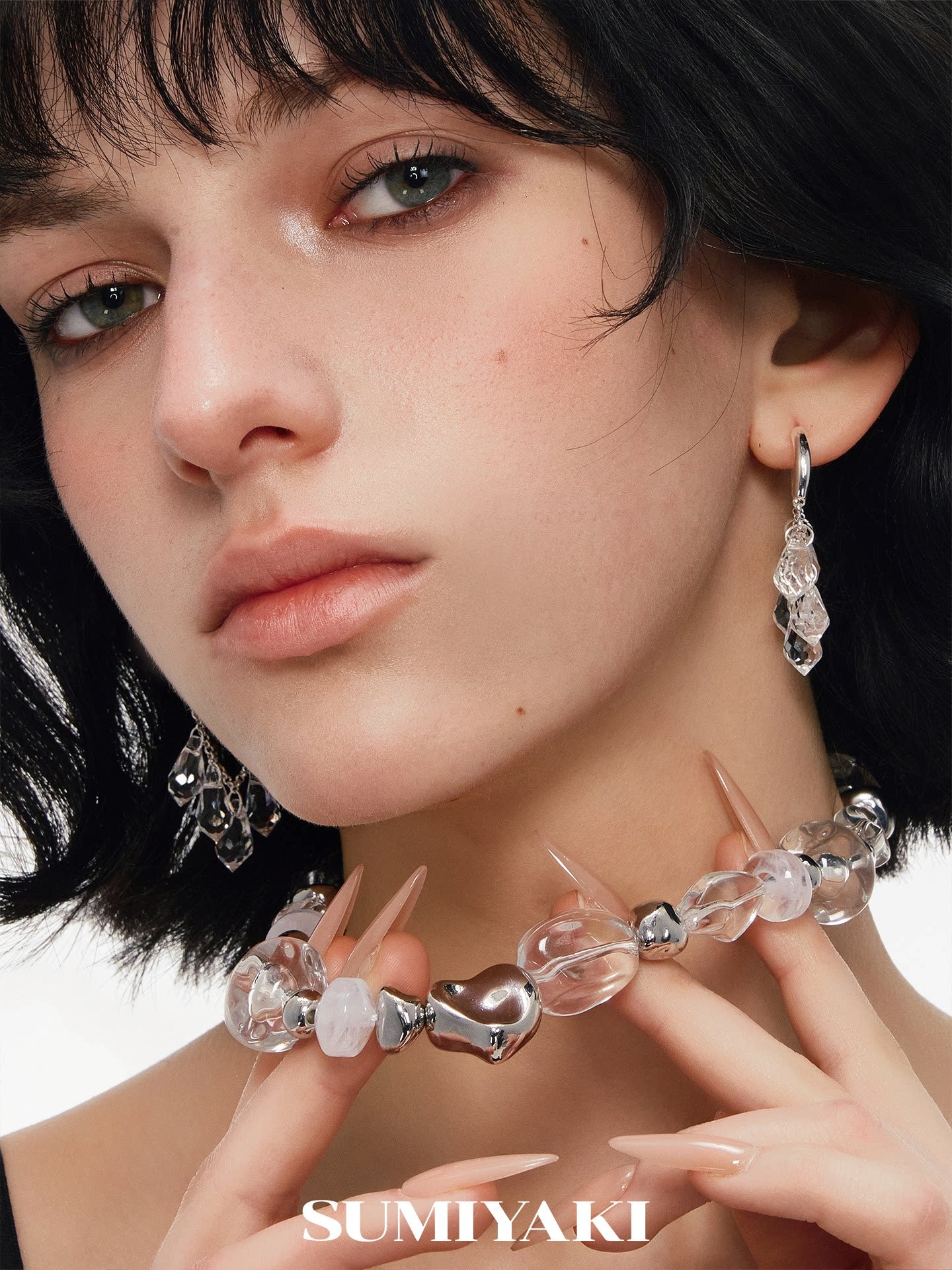 SUMIYAKI Niche Transparent Crystal Necklace