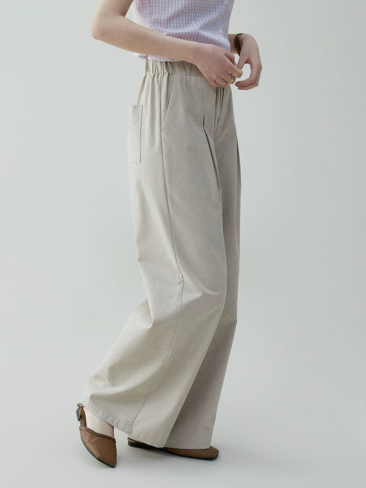 VOOE High-waisted Elastic Casual Loose Suit Pants