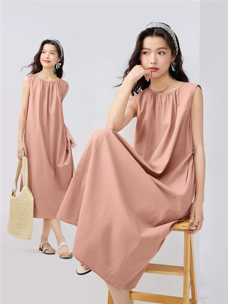 Giordano Strap-up Pleated Crew Neck Vest Dress