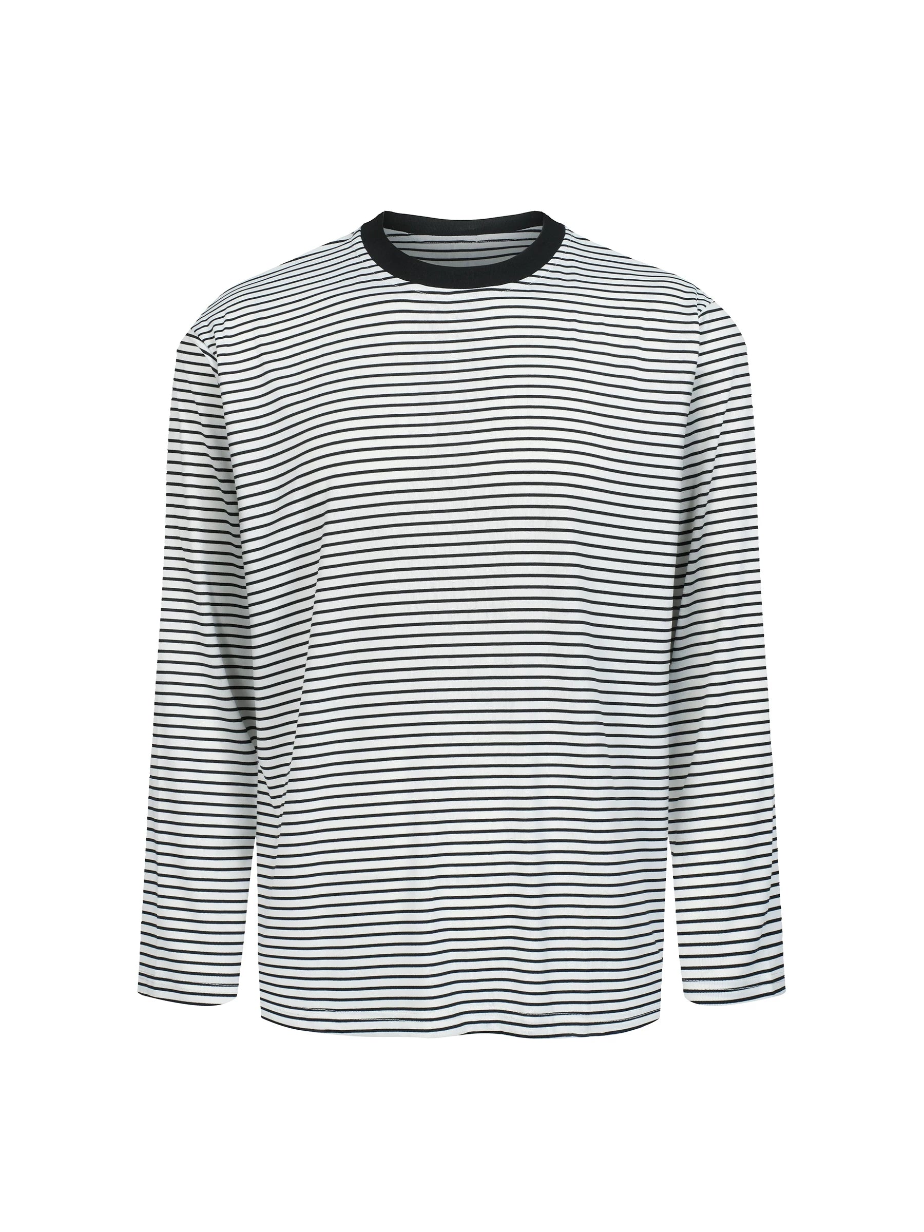 TERRAINCOGNITA Striped Crew Neck Loose Casual Long Sleeve