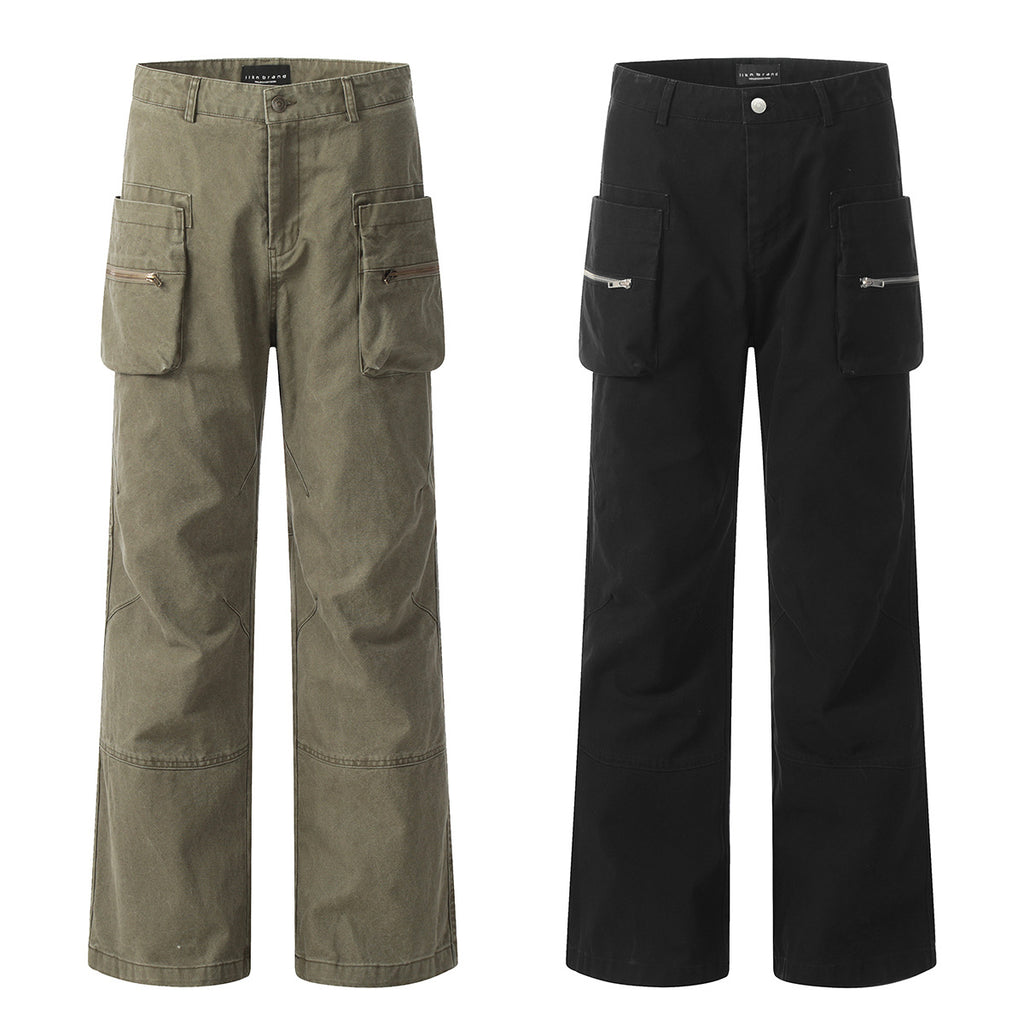 11KN Micro-pull Tooling Retro Straight Casual Pants