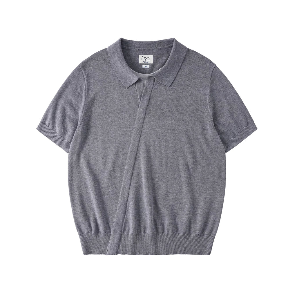 LR MADE Knitted Fake Two-piece Casual Tee