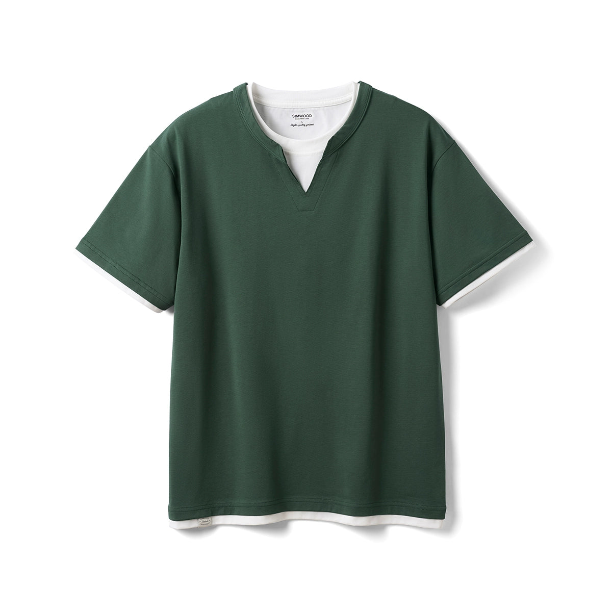 SIMWOOD Cool Fake Two Pieces Casual Loose Tee