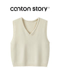 Cantonstory Vintage V-Neck Knitted Vest
