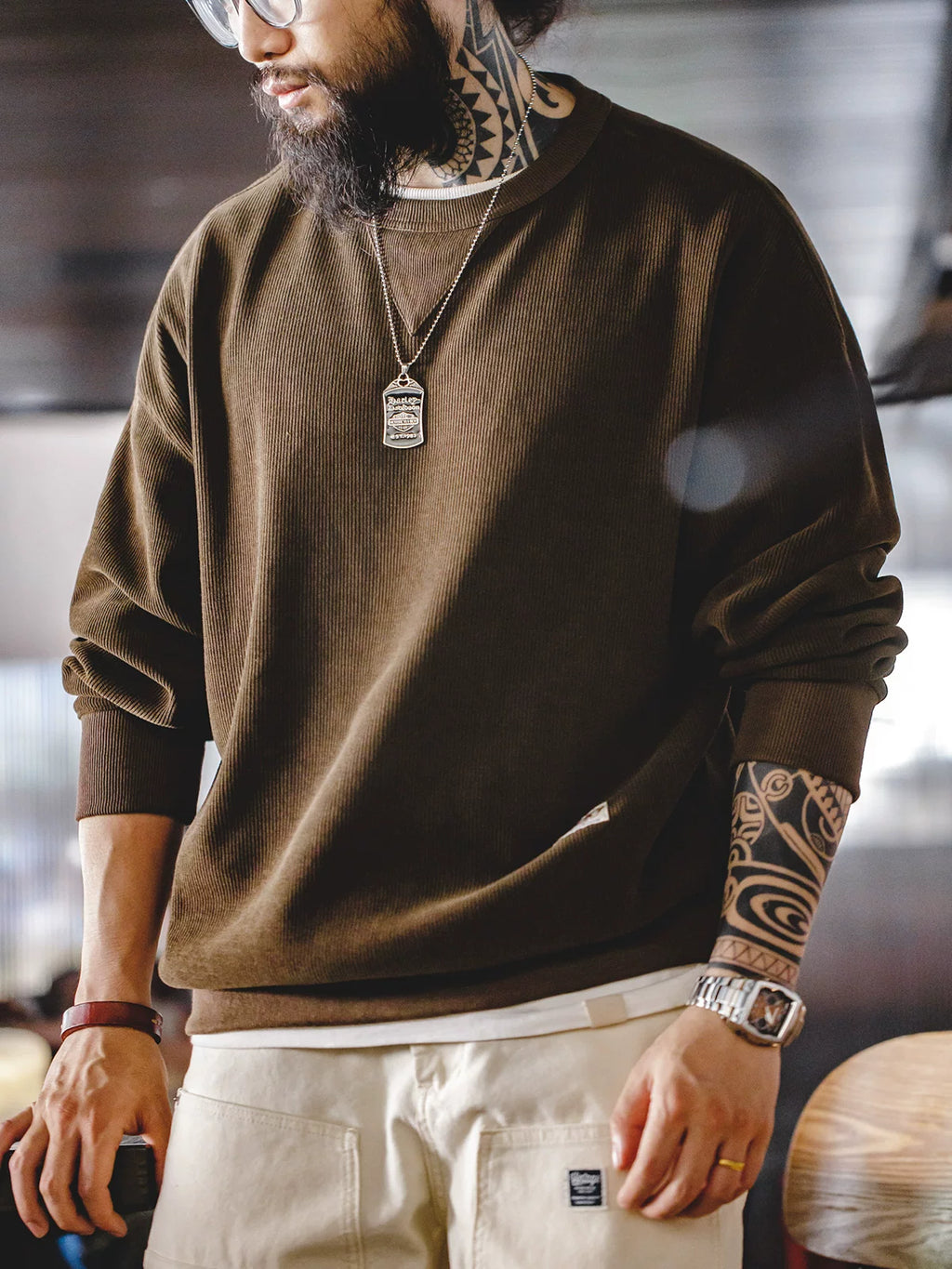 Madden retro heavy chenille round neck sweater