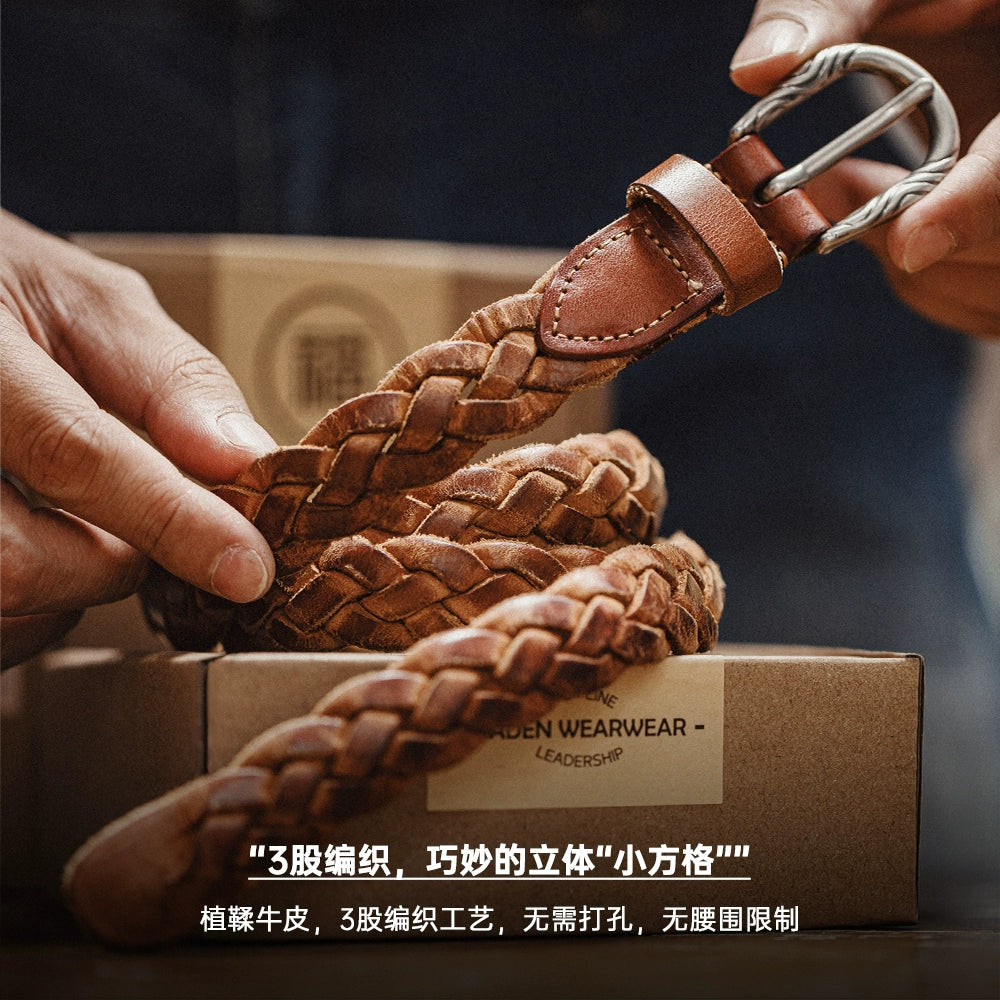 Madden Vintage Woven Cowhide Leather Belt