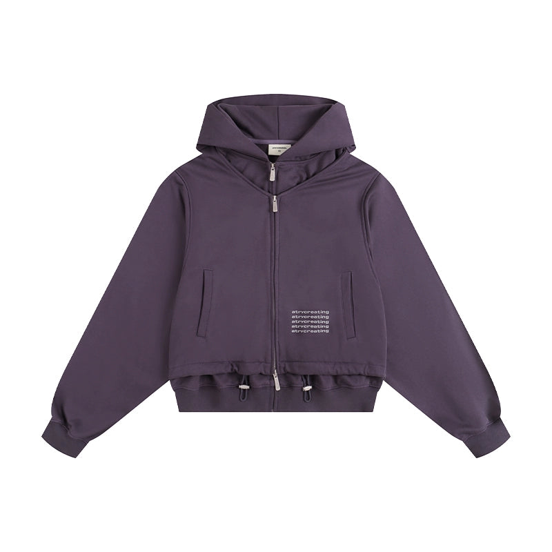 ATRY Short Simple Retro Loose Zipper Jacket