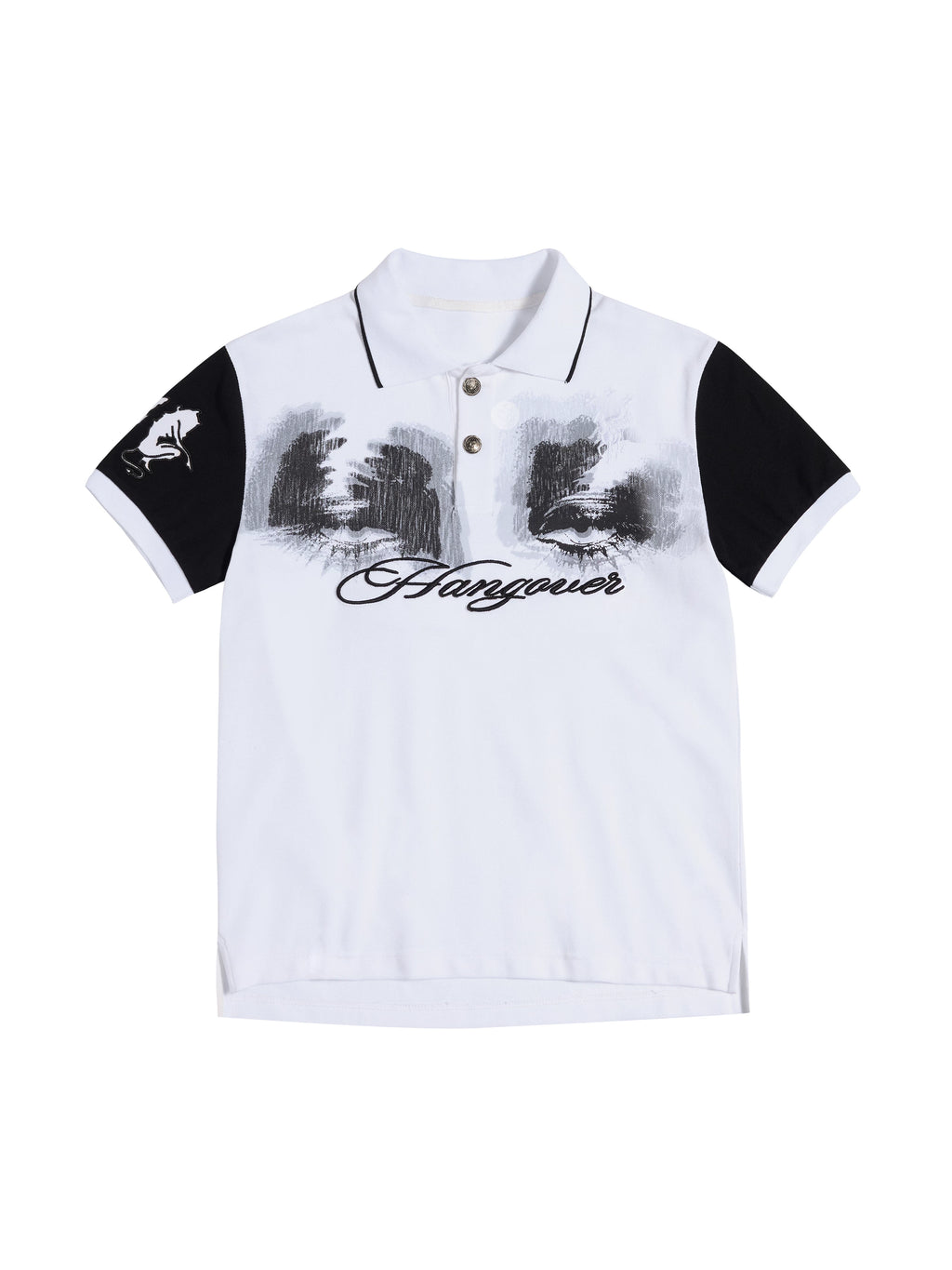 HAS2SONS Polo Collar Front Shoulder Contrasting Tee