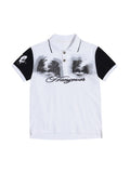 HAS2SONS Polo Collar Front Shoulder Contrasting Tee