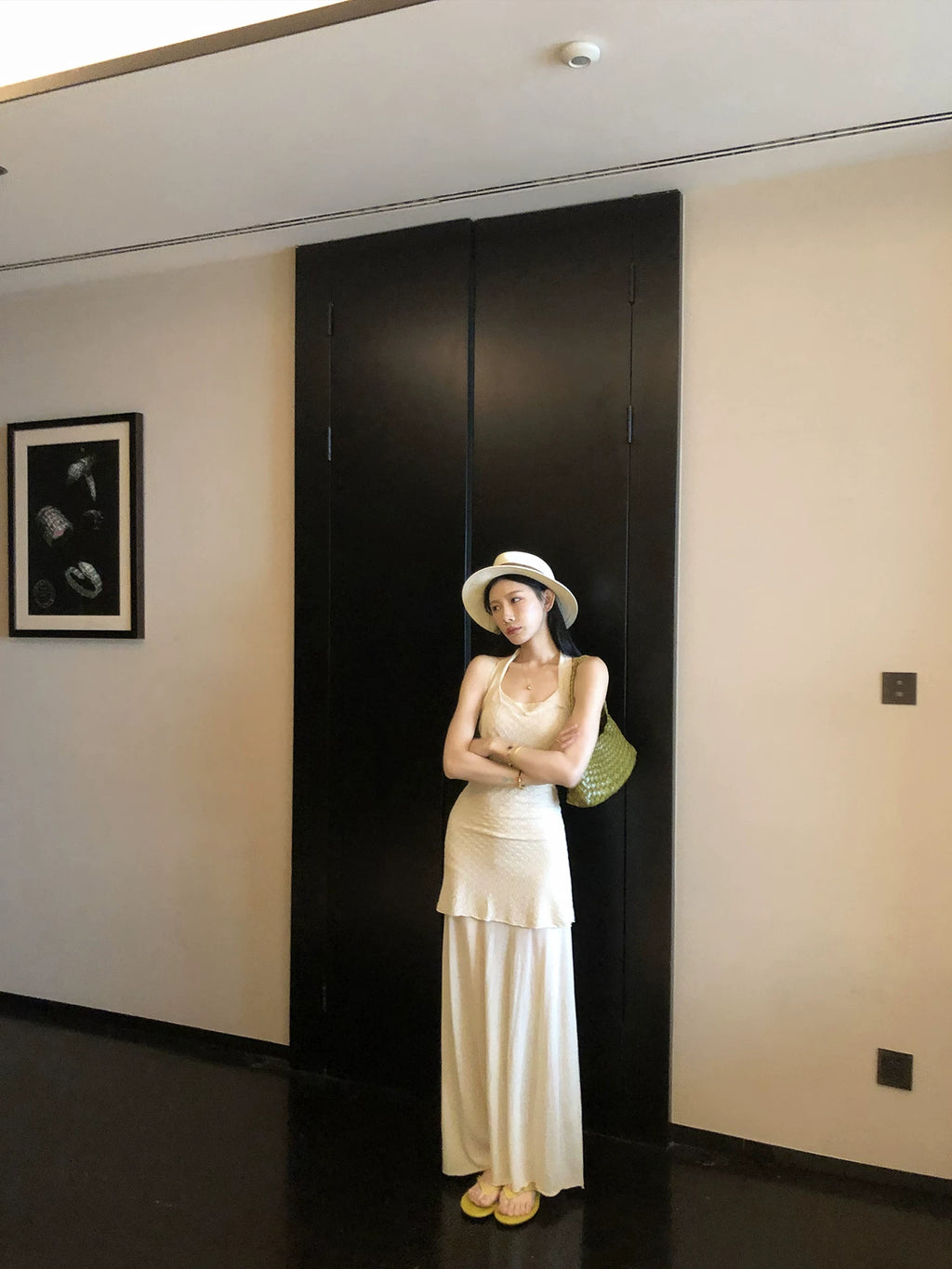 YOUNG KYLIN Neck Fake Two-piece Knitted Dress