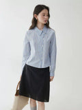 VOOE Contrasting Plaid Diagonal Neck Shirt