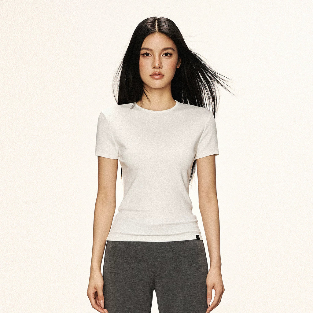 Cherry Melody Shoulder Round Neck Slim Simple Tee