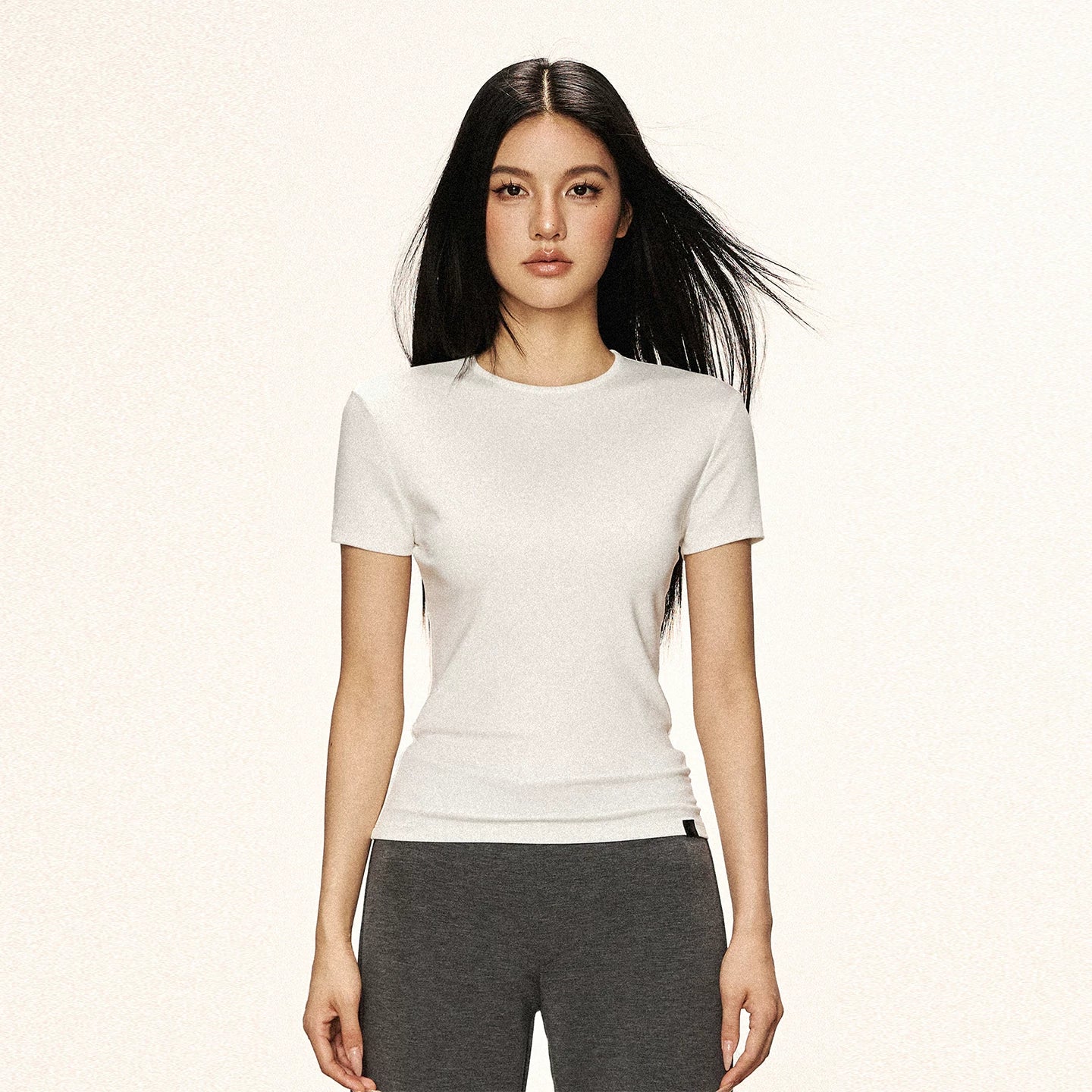 Cherry Melody Shoulder Round Neck Slim Simple Tee