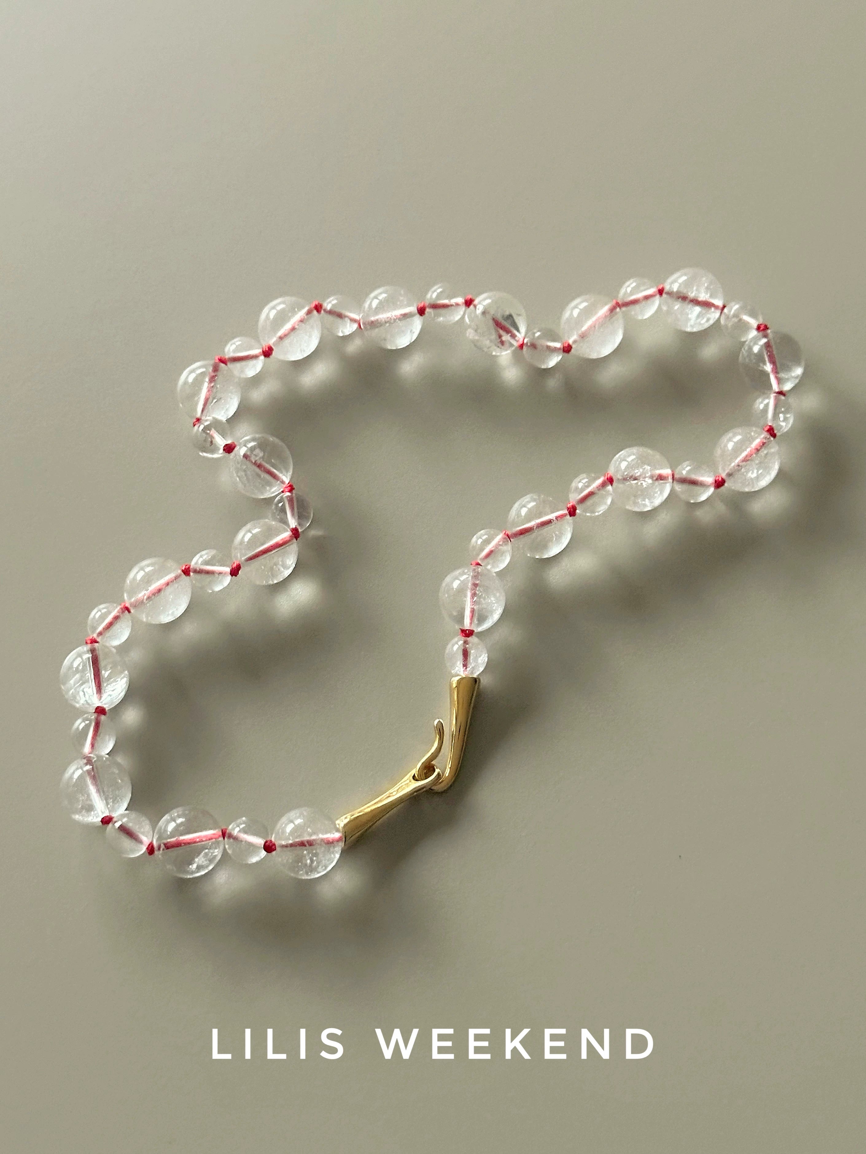 Lilis Weekend Red Rope Braided Handmade Beaded Necklace