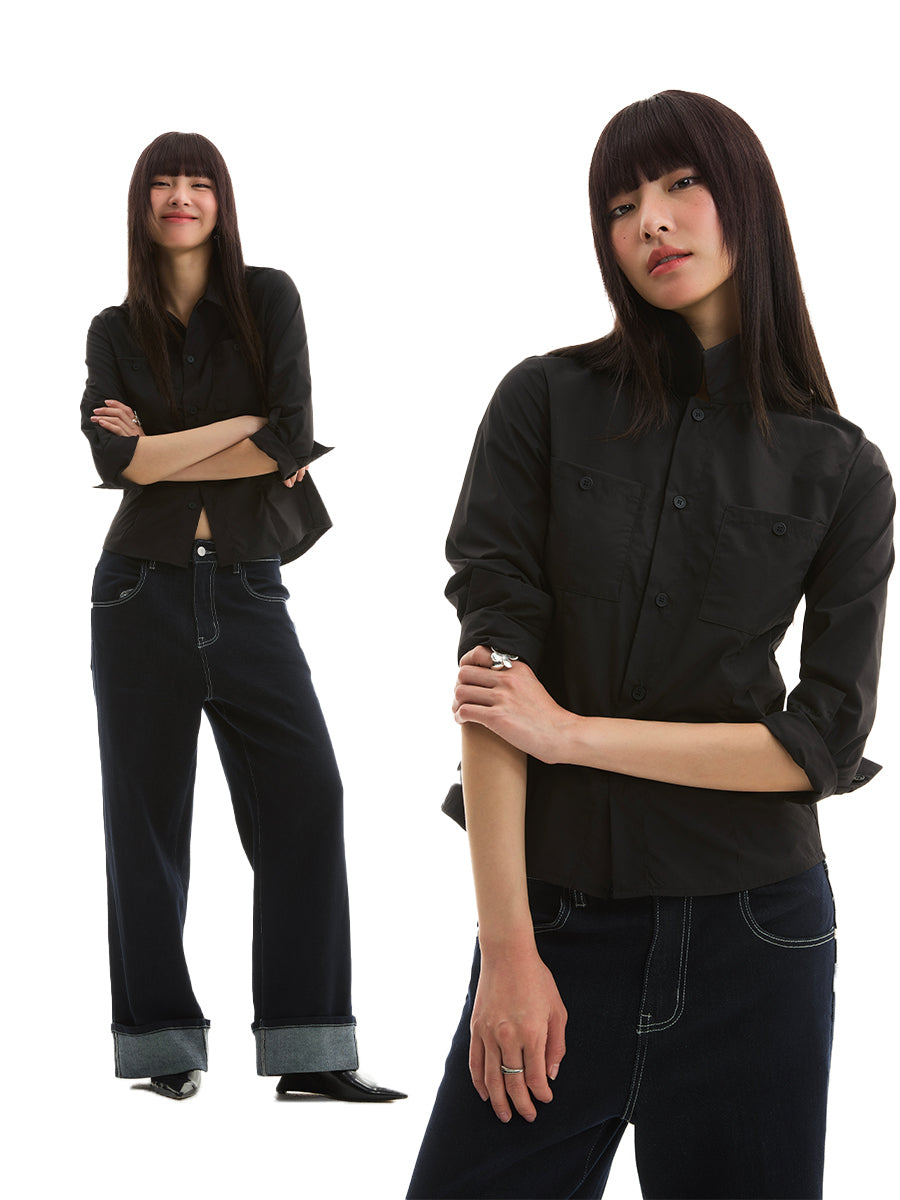 FUNKYFUN Waist Design Fit Long-sleeved Shirt