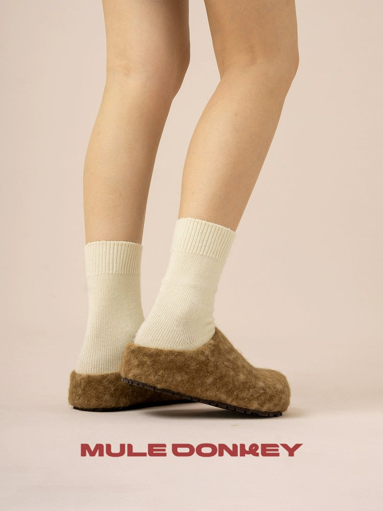 Donkey Commuter Fleece One-pedal Retro Bag Head Slippers