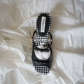 CHILIGIRL Wedge Heel Bow Contrasting Leopard Print Open-toed Half Slippers