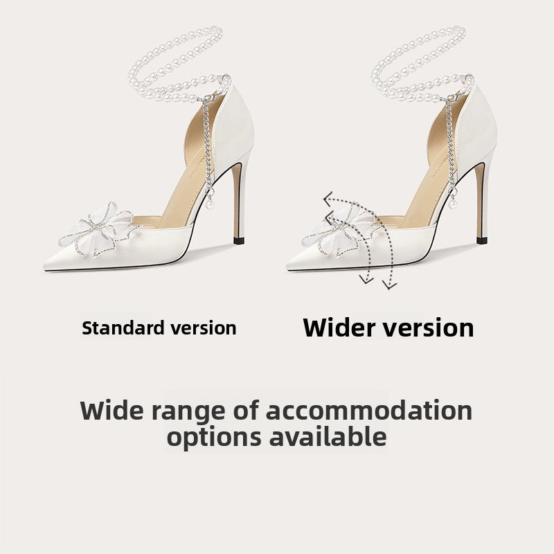 Lily Wei Temperament Bow Crystal High Heels