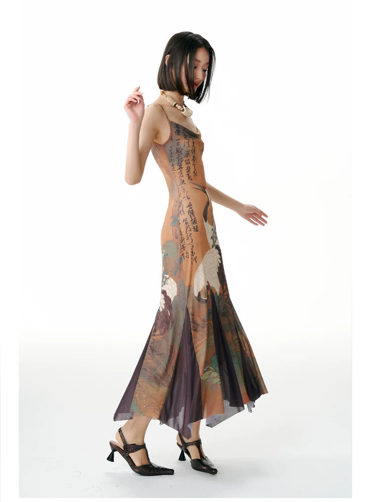 YEDM Elastic Suspender Fishtail Dress