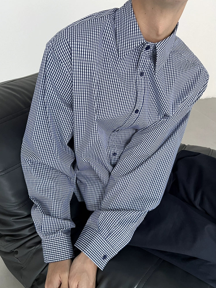 COLN Short Casual Plaid Shirt