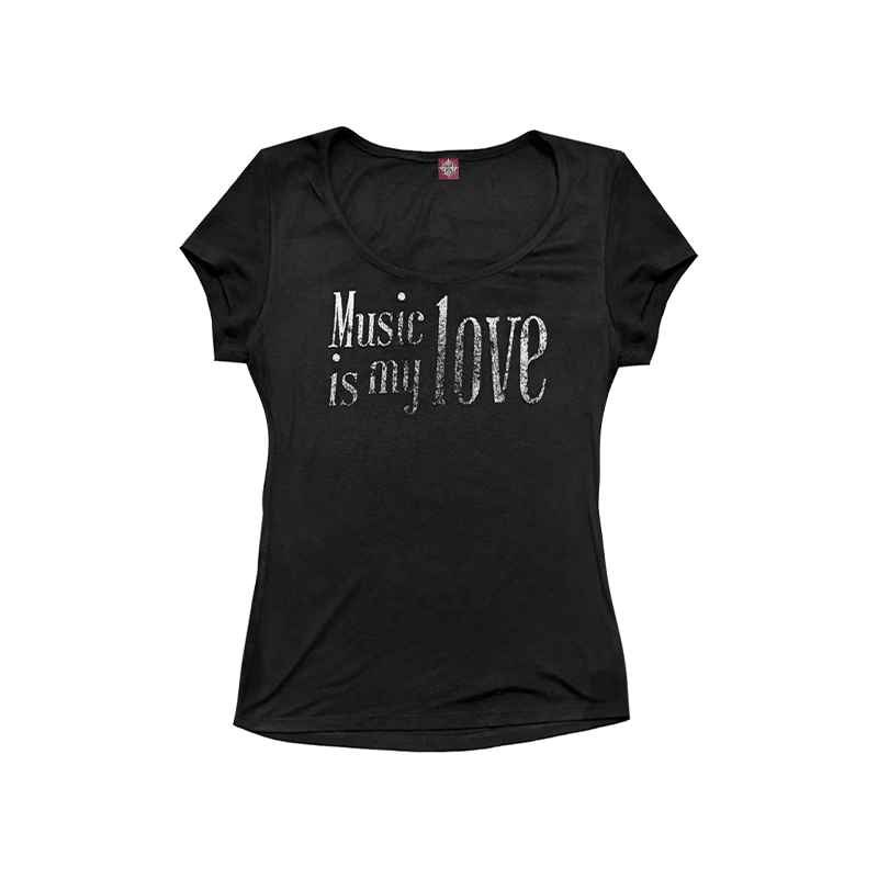 DETW Music Note Digital Printing U Neck Waist Tee