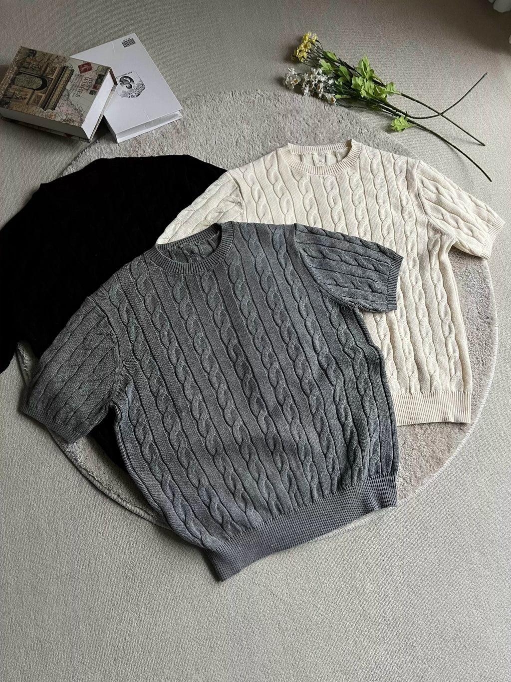 Xanvas Twisted Round Neck Straight Shoulder Knitted Tee
