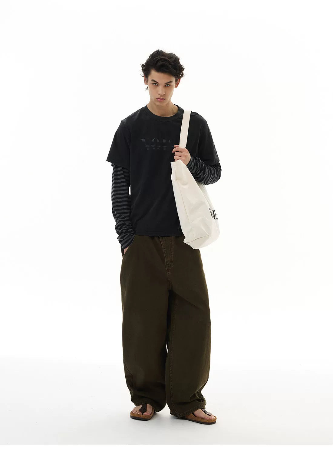 WLNEXT Fake Two-piece Striped Casual Long Sleeve