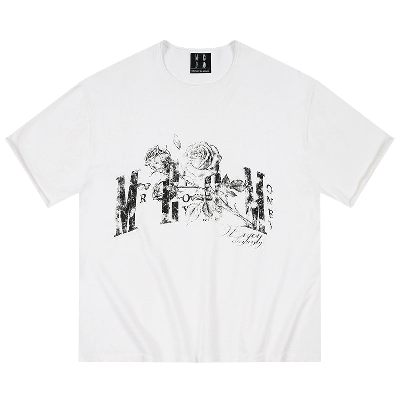 MEDM Rose Knitted Casual Crew Neck Tee